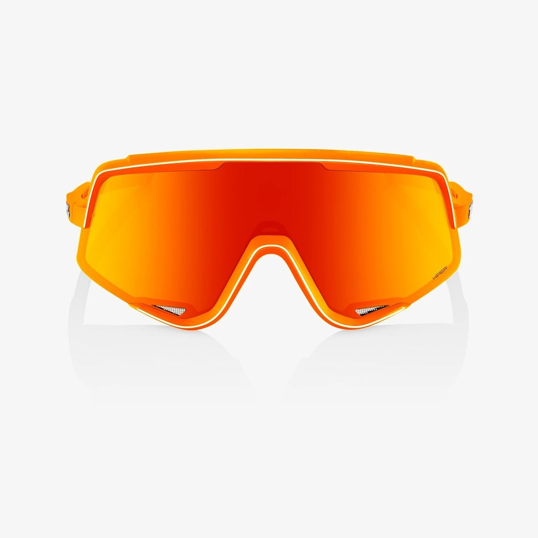 100% Glendale Sunglasses, Neon Orange frame - HiPER Red Multilayer Mirror Lens