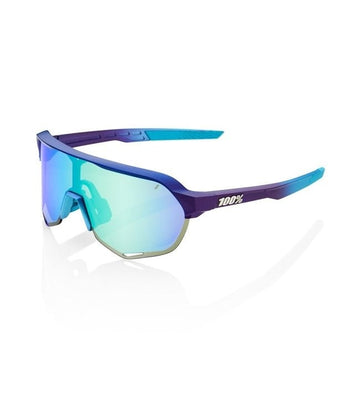100% S2 Sunglasses, Matte Metallic Into the Fade frame - Blue Topaz Multilayer Mirror Lens