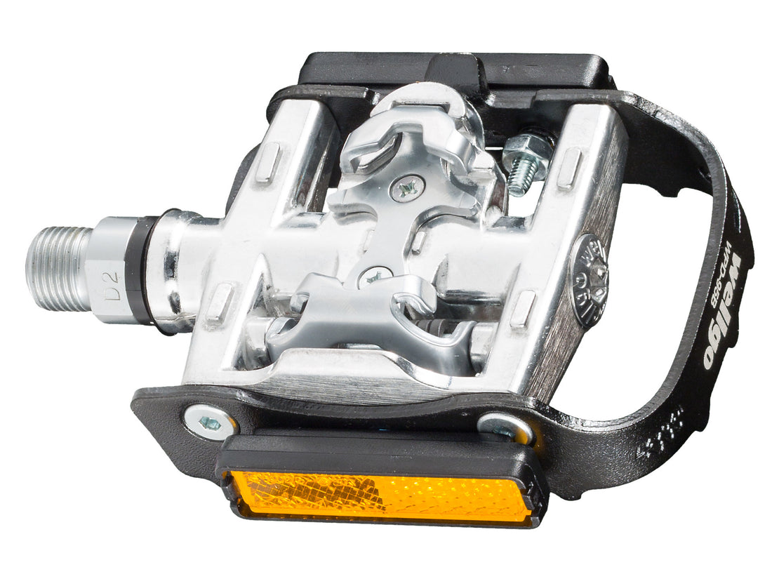 Pédales WPD-95B axe Cr-M0, plateforme/SPD, noir/argent