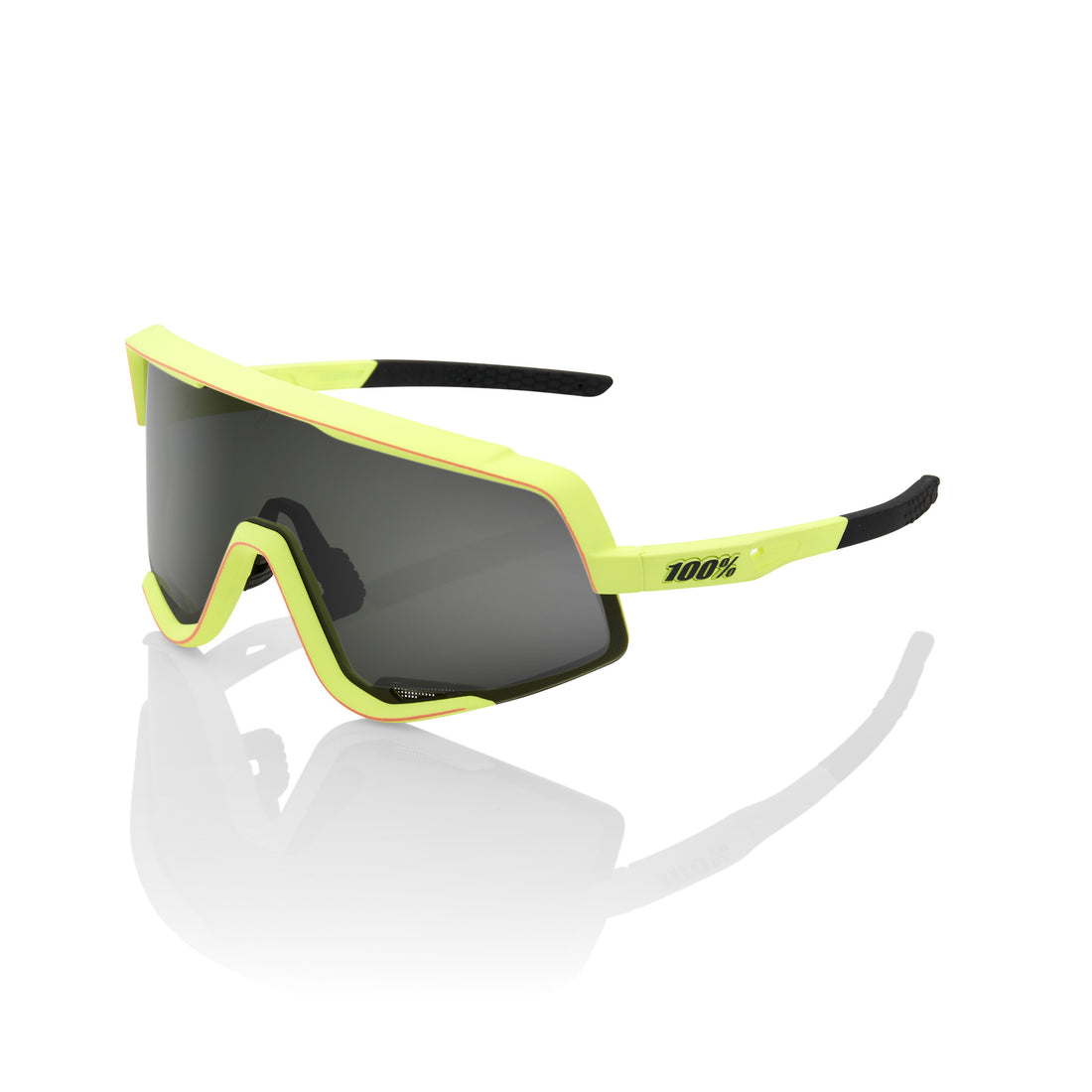 100% Glendale Sunglasses, Matte Washed Out Neon Yellow frame - Smoke Lens