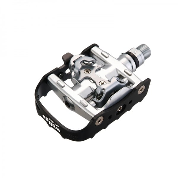 Pédales WPD-95B axe Cr-M0, plateforme/SPD, noir/argent