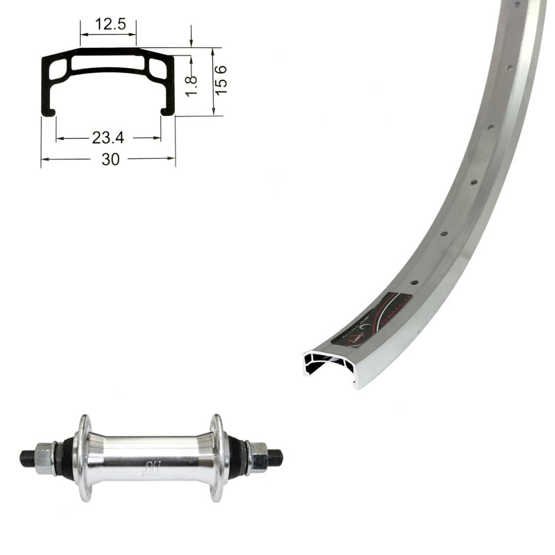 Roue Arrière 700 Damco  large Argent, écrou, roue libre
