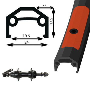 Roue arrière alliage noir double paroi freins sur jante, roue libre Qr