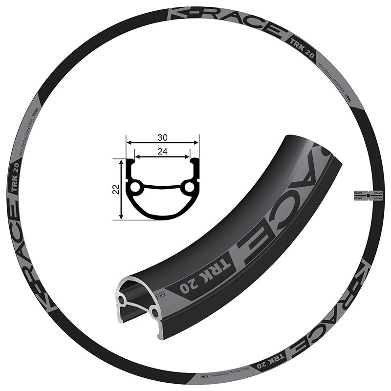 JANTE K-RACE TRK 20 700C BLACK DISC 32T V/F