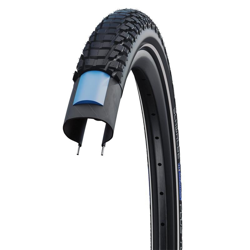 Marathon Plus Tour Tire, Black w/Reflective Strip, SmartGuard, Addix, Wire