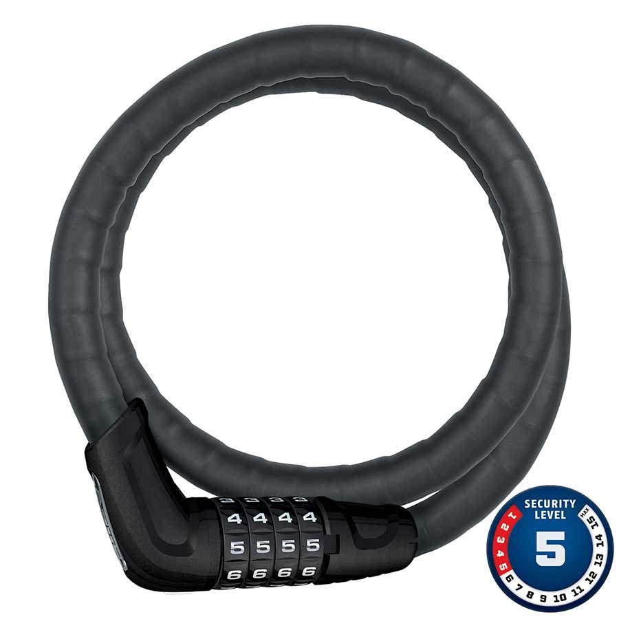 Cadenas Tresor 6615C Steel-O-Flex, Combinaison, 15mm, 85cm, 2.8', Noir