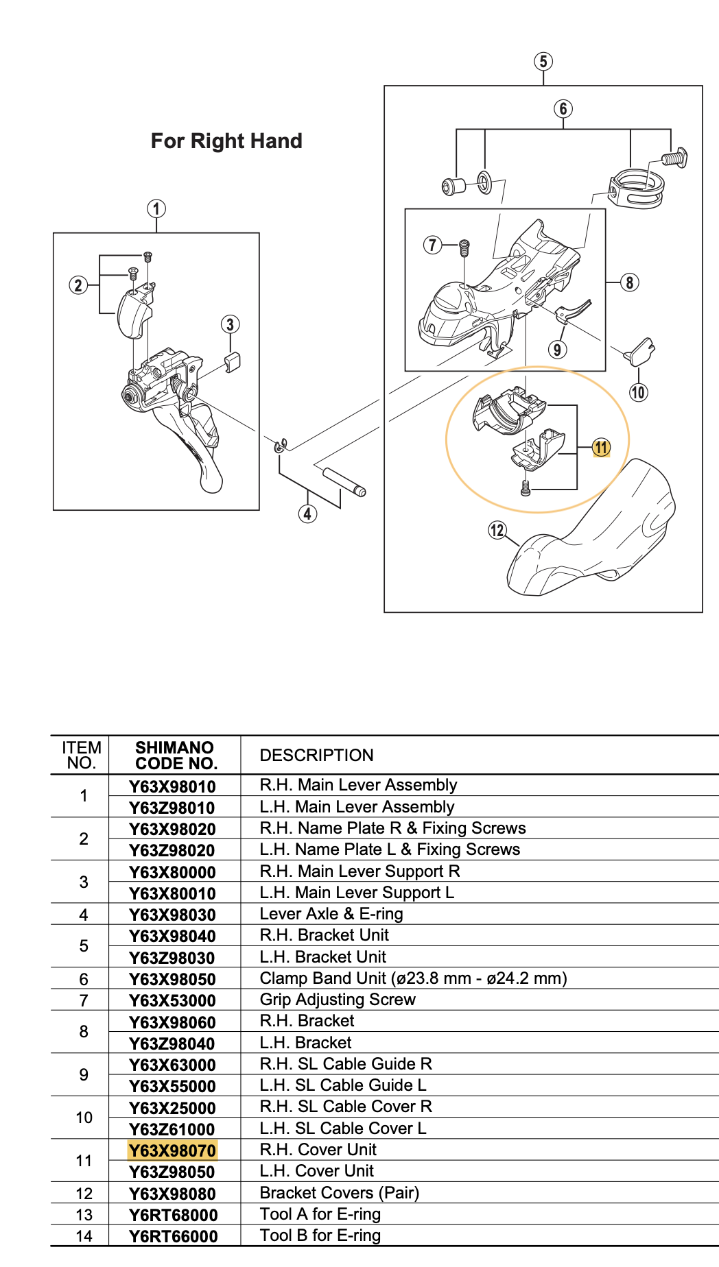 Cover Unit ST-9000 R.H Y63X98070
