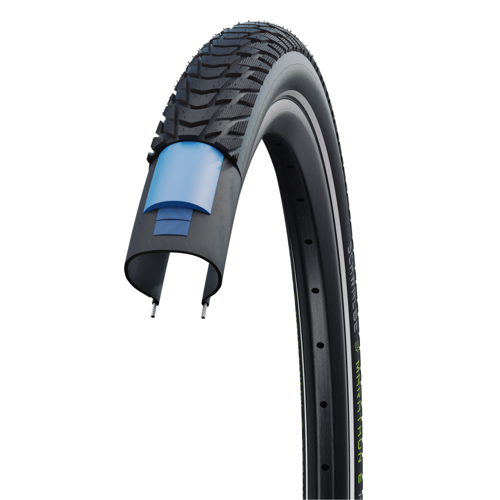 Pneu hybride, Marathon E-Plus, Rigide, Tringle, Endurance, SmartGuard, 67TPI, Noir